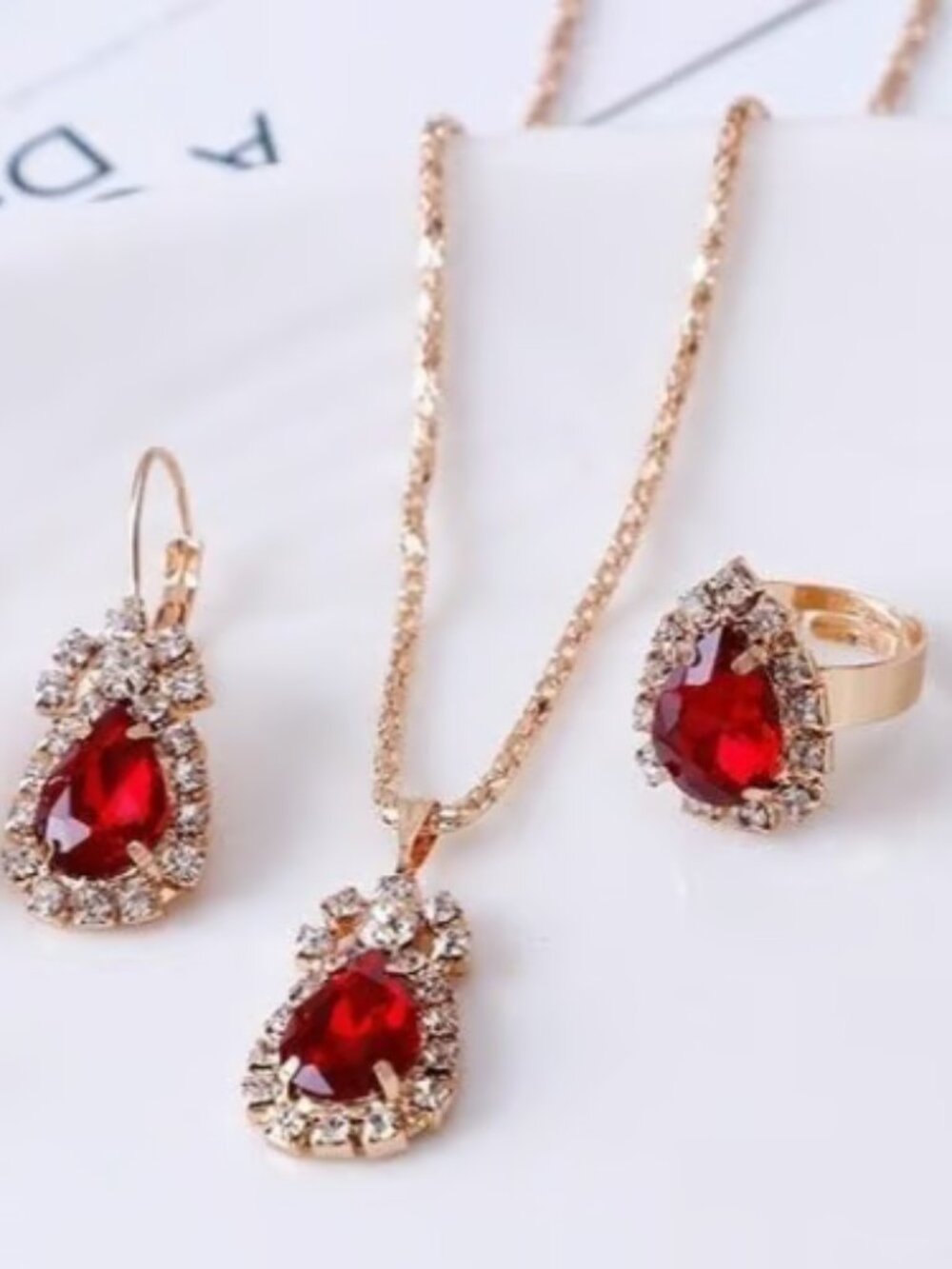 Rose Gold Rhinestone Jewelry Set
